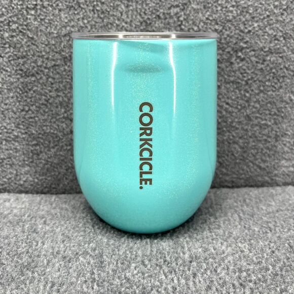 Corkcicle Stemless Cup Tael Aqua Glitter Insulated Wine Glass cold hot 12 oz - Picture 1 of 8